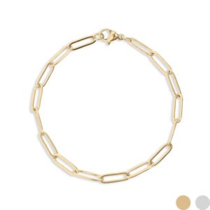 18K Gold PVD Stainless Steel Paperclip Chain Bracelet / BRJ9083