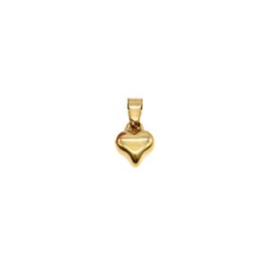 8mm Stainless Steel Heart Puff Charm - Gold