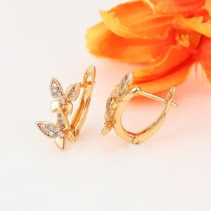 XUPING Butterfly Earrings Hypoallergenic Copper Alloy With 18K Real Gold Plated 0.03µm Coating And Zirconia Inlay